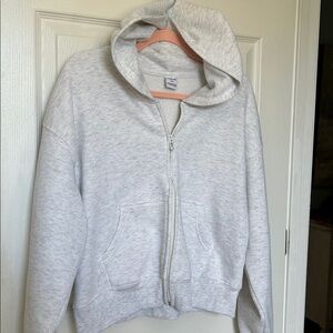 🟢 3/$30 JO & Co Zip-Up Hoodie XL classic hoodie 2 slip in pockets light grey